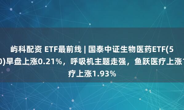 屿科配资 ETF最前线 | 国泰中证生物医药ETF(512290)早盘上涨0.21%，呼吸机主题走强，鱼跃医疗上涨1.93%