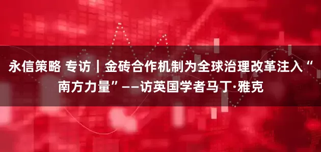 永信策略 专访｜金砖合作机制为全球治理改革注入“南方力量”——访英国学者马丁·雅克